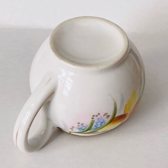 Antique Nippon Hand Painted Yellow Daffodil Creamer Lidded Sugar Set - Picture 15 of 16